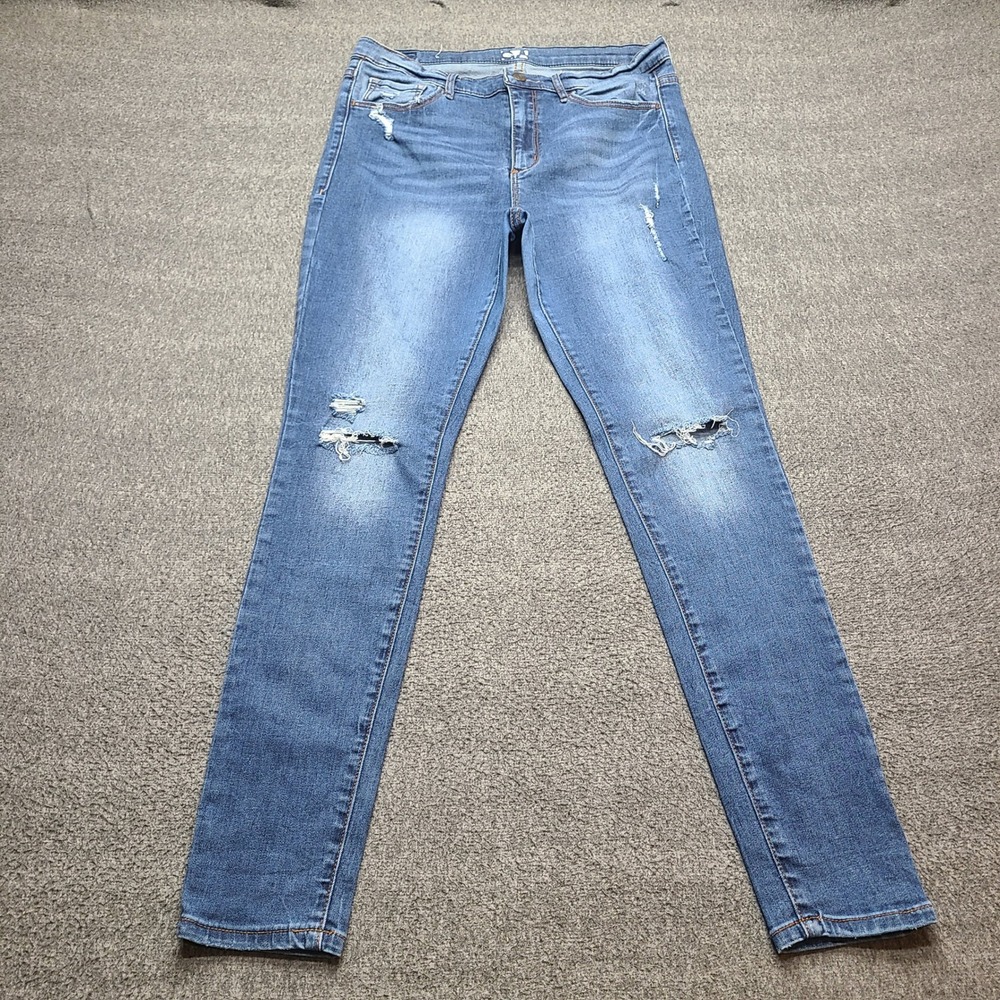 Garage Mid Rise Waist Jegging Womens 11 Blue Excellent Distressed Skinny Jeans